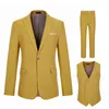 Męskie garnitury Blazers męskie garnitur do biznesu noszenie żółty tkaninę Serge jakość jesiennej zimowej kurtki kamizelka spodni 3 sztuki zestaw
