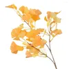 Decorative Flowers Artificial Leaf Clear Texture Flower Arrangement Fake Gingko Single Branch 3 Forked Plant For Living Room