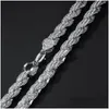 Chains Iced Out Necklaces Mens Hip Hop Jewelry Rose Gold Sier Twist Chain Necklace Drop Delivery Pendants Dhiwb