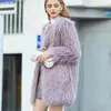 女性のジャケットスタイル模造毛皮のコートミディアムロング毛深い肥厚紫色の女性の秋と冬
