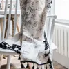 Curtain Flower Print Tassel Cotton Linen Semi-shading Blackout Simple Modern High Quality Bay Window Built-in Printed Hooks