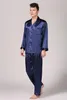 Mäns sömnkläder Silk Satin Sleepwear Pyjama Set Long-Sleeve Sleep Tops Men Casual Nightwear 2st Home Suit Pants Pyjama Nightgown Plus Size 5XL 230311