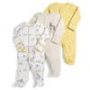 Barboteuses Bébé Barboteuses 3pcs Fleur Dors Bébé Fille Pyjama né Garçon Vêtements Bébé Fille Barboteuse Infantile Bébé Combinaison Sous-Vêtements Coton 230311