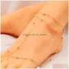 Anklets Desinger Beach Sandals Heart Style Sier Gold Colors Dancer Foot Jewelry Drop Delivery DHGARDEN DH6TJ