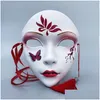 Party Masken Dekor Japanische FL Gesichtsmaske Cosplay Halloween Rave Tanz Chinesischer Stil Schönheit Dame Kostüm Prop Drop Lieferung Home Garde Dh4Uo
