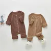 Strampler Citgeett Herbst Feste Säuglingsbabys Mädchen Jungen Kleidung Overalls Strickwaren Einzelne Brust Oberbekleidung Winter Kleidung 230311