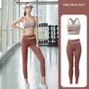 Ioga terno de sutiã leggings de duas peças conjuntos de designer sênior esportes fitness ajuste de alta cintura nudez feminino
