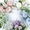 Dekorativa blommor 7 gafflar konstgjorda hortensia silke falska rosor blomma pion retro brud som håller liten bukett diy bröllop hem dekoration