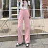 Women's Jeans Sweet Pink Jeans Women High Waist Cute Embroidery Peach Denim Trousers Female Simple Straight Baggy Chic Designer Tender Teens 230311