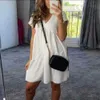 Casual Dresses Casual Loose Summer Dress for Women Sexig V-ringning Kort ärm överdimensionerad hemkvinna Klänningar Fashion Beach Sundress Robe Femme 2021 G230311