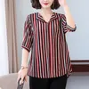 Blouses pour femmes grande taille printemps été en mousseline de soie femmes chemises décontractées amples mode col en v à manches courtes dames PrintTops Blusas MM0438