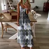 فساتين غير رسمية نساء كاميسول بلا أكياس فساتين طويلة الصيف طباعة هندسية غير رسمية v-neck maxi فستان أنثى مثيرة حزب الحفلات Vestidos G230311