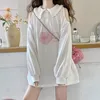 Maglietta da donna HOUZHOU Maglietta a maniche lunghe Kawaii da donna Maglietta oversize con scollo a cuore Sweet Love Clothes Bianco Sexy Streetwear Y2k E Girl Outfit 230310