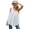 Blouses pour femmes 2023 Sexy dos nu décontracté haut pour femme dos ouvert à lacets sans manches blanc grande taille dames chemises en mousseline de soie Blusas