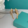 S925 STERLING Silver Belle Bowknot Designer Stud Boles d'oreilles Femmes brillants Crystal Sweet Love Not de boucles d'oreilles Boucle d'oreilles Luxury205K