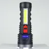 مصابيح كهربائية مشاعل الموضة شعلة مع COB Sidelight Design Mini ABS البلاستيك القابلة لإعادة الشحن مصباح كهربائي
