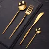 Dinnerware Sets Kitchen Tableware Stainless Steel Cutlery Complete Forks Knives Spoons Dinner Set Gold Eco Friendly