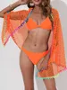 Kvinnors badkläder Kvinnor Bikini Cover -ups sjal sommar casual fishnet cutout baddräkt sarong strand wrap kjol med tofs y230311