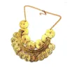 Chaînes Femmes Vintage Coin Collier Longues Feuilles Gland Dame Multicouche Classique Bijoux