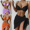 Kvinnors badkläder Push Up Swimming Suple Purple Bikini 3 Artikel Set Swimwear Sling Beach Wear Orange Bandage kjol Baddräkt Neongrön baddräkt Y2303