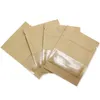 Favor Holders Sacs en papier kraft refermables avec fenêtre Sac de rangement en plastique anti-odeurs Pochette d'emballage étanche à l'humidité pour la goutte de nourriture De Dh6Wn