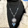 Hänge halsband gotiskt pentagram start halsband kvinnor kristallpärlor lång kedja inledande uttalande trendiga smycken