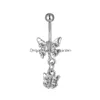 Navelklockknapp ringer D0334 Butterfly Style Belly Ring Clear Color Drop Delivery Jewely Body Dhgarden Dhwgg