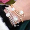 Bangle Missvikki Cross Staintable African Pearls for Women Wedding Luxury Full Cubic Zircon Crystal Dubai Bransoletka biżuteria