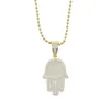 Hip Hop Hop Hop Hamsa pendants av högsta kvalitet Halsband Miljö Koppar Mens kvinnor Hiphop smycken isade ut kubiska zirkoniume Real Gold Silver Pated Boys Accessories