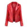 Women's Jackets Spring Autumn Women Short Faux Leather Jacket Ladies Solid With Zipper Biker Coat Female Casual Turndown Collar Outwear 230310