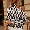 Damesblouses pullover top halter anti-pilling veelzijdige vintage patroon print herfst t-shirt voor reis