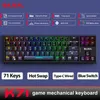 K71 USB-trådbundna mekaniska tangentbord 71 Keys Hot Swappable RGB Gaming Keyboards Blue Switch ABS KeyCaps Type-C Löstagbar kabel