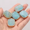 Pendant Necklaces Natural Semi-precious Stone Square Blue Amazonite Charm Mineral Gems For Jewelry Making DIY Necklace Accessories 20x30mm