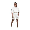 2023 Zomerkleding Women Tracksuits Designer Letter Gedrukte korte mouw T-shirt Crop Top en shorts Tweede stuks sets outfits