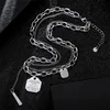 Anhänger Halsketten Europäische und amerikanische Hip Hop Alphabet Square Marke Double Layered 5021 High Sense Pullover Schlüsselbein Halskette