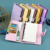 A6 Rainbow Notebook Binder تغيير الألوان القابلة لإعادة التعبئة 6 رنين الموثق لبرنامج A6 Filler Paper Leaf Leaf Plannner Cover مع Clourse Boxle Magnetic