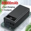 Banque d'alimentation de charge rapide à double sens Portable 80000mAh Charger Haut-capacité Affichage numérique Pack de batterie externe pour iPhone Xiaomi