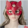 Masques de fête Marque Noir Femmes Fille Sexy Oreilles de Lapin Masque Mignon Chat Bondage Halloween Mascarade Cosplay Costume Accessoires D 5F