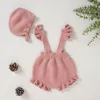 Body Baby Bodysitus Rompers Dziewczyny Born Girls Stroje kombinezonu mody marszki niemowlęcia maluchowe odzież hat 2pc solid 0-18m bejs 230311