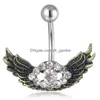 Navelklockknappringar D0726 Butterfly Belly Ring 10mm Längd 14 GA Piercing Smycken Drop Delivery Body Dhgarden Dhdxg