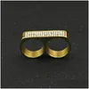 Bandringar Mens Double Finger Ring Fashion Hip Hop smycken Högkvalitativ isad ut rostfritt stål Gold Drop Delivery DHPDD