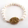 STRAND MOODPC ENERGY BRACELETS Mooie mode zoetwaterparel /druzy bedelarmband