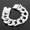 31mm Heavy Geometric Curb Cuban Link Chain Bracelets Jewelry Punk Rock Men Fashion Trendy Wide Charm Bangle Men Stainless Steel Bike Biker Bracelet