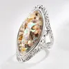 Klastrowe pierścionki Elegancka kolorowa susk Big Stone żywica dla kobiet biżuteria Vintage owalny pierścień palca sztuczne akcesoria koralowe f4p448cluster