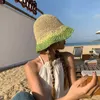 Geniş Memlu Şapkalar Kadınlar İçin Renkli Siper Şapkalar İlkbahar ve Yaz Seaside Seyahat Fotoğraf Beh Cap Dış Mekan Gölgesi Katlanabilir Dokuma Kova Şapkası P230311