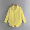 Women's Blouses Solid Young Style Simplicity Button Up Asymmetrical Big Size Loose Leisure Shirt Female Bright Color Blouse Fashion Tops