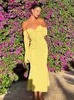 فساتين غير رسمية Dulzura Women Chiffon Sheipper Sexy Y2K Cloths Lace Up Halter Long Long Sleeve Bodycon Midi Dress Outfits Party Club 230310