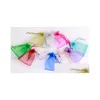 Favor Holders Wholesale 7X9Cm Jewelry Bags Mixed Organza Wedding Party Xmas Gift Purple Blue Pink Yellow Black With Dstring Drop Del Dhces