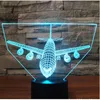 Night Lights 3D LED Light Hang Missile Bomber Positive Venez avec 7 couleurs Avion Avion pour la décoration de la maison Lampe