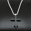 Pendant Necklaces Christian Cross Crystal Stainless Steel Necklace Religious Belief Black Color Statement Men Jewelry Bijoux N9527S07